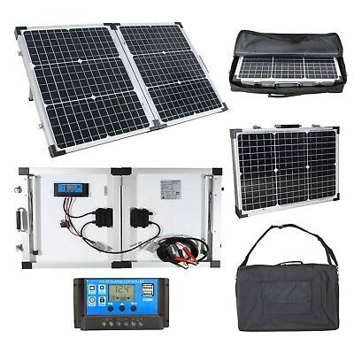 60W Portable Mono Folding Solar Panel Kit 12v Battery Charger Camping Caravans.