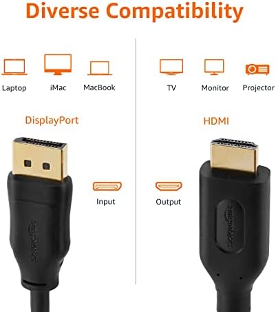 Amazon Basics DisplayPort to HDMI Display Cable, Uni-Directional, 4k@30Hz, 1920x1200, 1080p, Gold-Plated Plugs, 6 Foot, Black  Electronics - Image 6