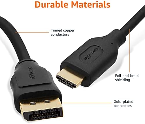 Amazon Basics DisplayPort to HDMI Display Cable, Uni-Directional, 4k@30Hz, 1920x1200, 1080p, Gold-Plated Plugs, 6 Foot, Black  Electronics - Image 7