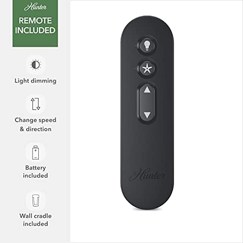 Hunter Fan Company 59453 44" Kit Control Hunter Minimus Low Profile Indoor Ceiling Fan with LED Light and Handheld Remote, Matte Black Finish - - Image 6