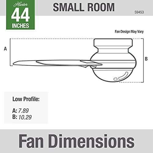 Hunter Fan Company 59453 44" Kit Control Hunter Minimus Low Profile Indoor Ceiling Fan with LED Light and Handheld Remote, Matte Black Finish - - Image 7