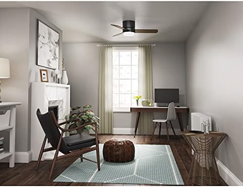Hunter Fan Company 59453 44" Kit Control Hunter Minimus Low Profile Indoor Ceiling Fan with LED Light and Handheld Remote, Matte Black Finish - - Image 4